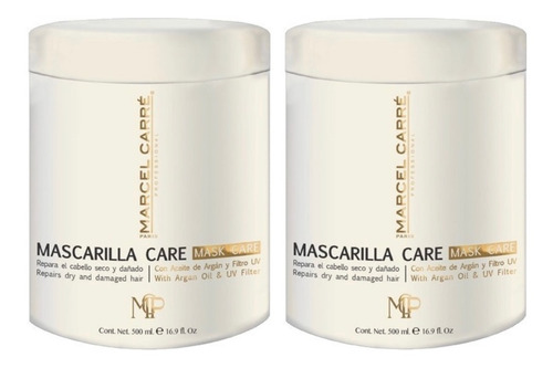 Marcel Carre Mascarilla Care 500ml Keratina Y Argan   2pzas