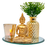 Buda Hindu Tibetano Porta Vela Vaso E Bandeja Decoração Sala