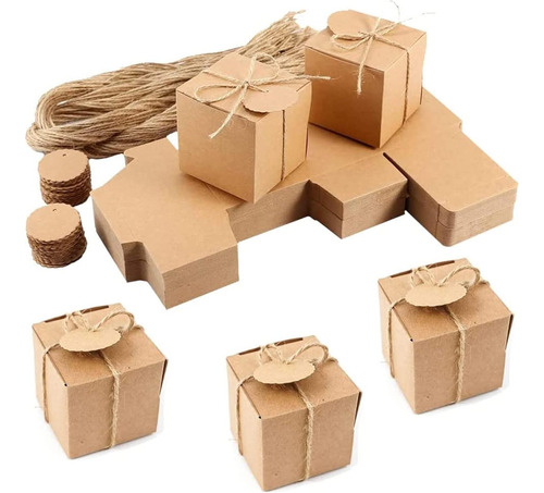 Voyzdx 50 Piezas Caja De Regalo De Papel Kraft,cajas