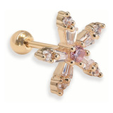 Piercing Cartilagem Forma De Floco De Neve A Ouro 18k