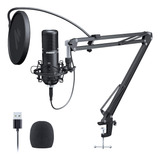 Kit Microfone Condensador Usb Au-pm420 + Suporte Articulado