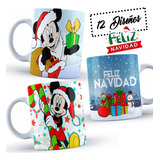 12 Plantillas Navideñas Mickey Para Tazas Editables