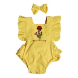 Jardineira Renda Luxo Body Menina Romper Bebê Conjunto Faixa