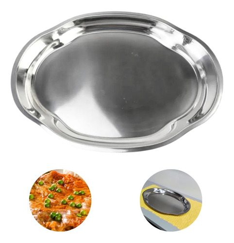 Travessa Baixela Oval Aço Inox Reforçado Funda 45cm