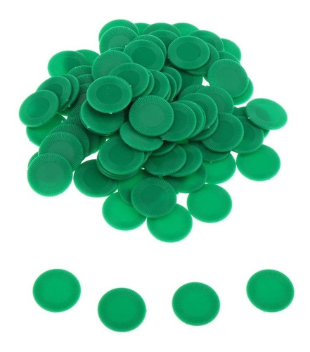 100 Fichas De Bingo Color Verde  3cm