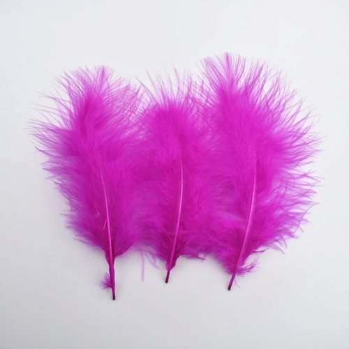 Plumas Decorativas Artificiales Color Fucsia Paquete X 100