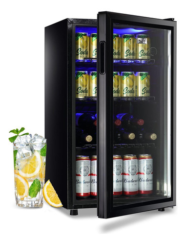 Refrigerador De Bebidas Con Puerta De Vidrio 125 Latas Led C