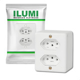 Kit 2 Tomada Dupla Sistema 20a Ilumi Box Linha Sobrepor Slim