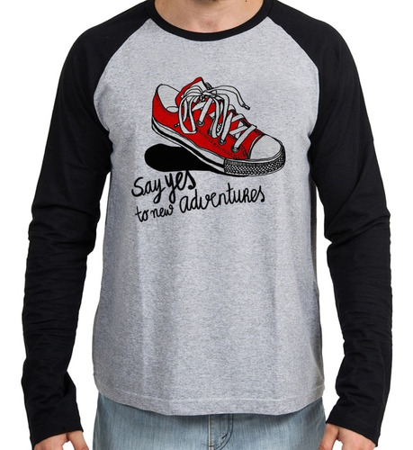 2 Camiseta Manga Longa Blus All Star Tenis Say Yes Black Red