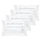 4 Travesseiros Buddemeyer Toque Pluma 50x70 Algodão Branco
