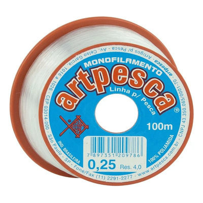 Fio De Nylon Art Pesca 0,25mm X 100m Para Embalagem E Artes