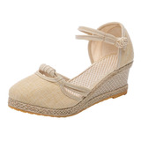 Sandalias Con Puntera Cerrada Y Plataforma Para Mujer, Model