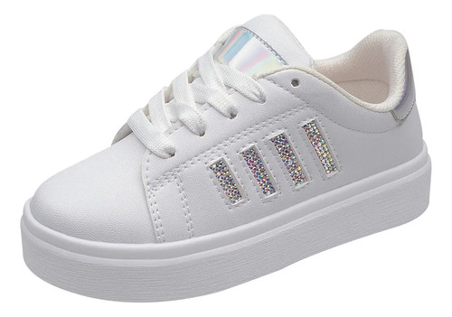 Tenis Blancos Con Cristales, ¡brillo Premium!