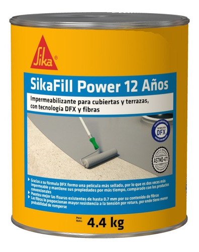 Sikafill 12 Power Impermeabilizante Cubiertas Fibras 4.4kg