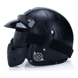 Casco Abierto Moto Polygonious Negro Chopper