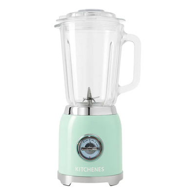 Licuadora Eléctrica Profesional Retro Kitchenes, Capacidad de 1.5L, 600W, Color Verde Menta, Mezcladora y Triturador con Sensor Inteligente Antiderrames Diseño Vintage y Seguridad | Meses sin interés