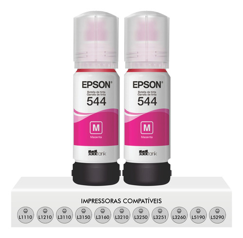 Kit 2 Refis De Tinta Magenta T544 Original Epson L1250 L3250