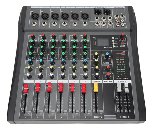 Mesa De Mezclas Mixer De Transmisión De 6 Canales Y Placa De