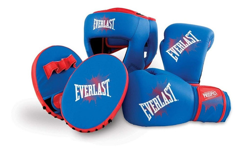 Kit Boxeo Infantil Juvenil Everlast Cabezal Guantes Foco Kick Boxing
