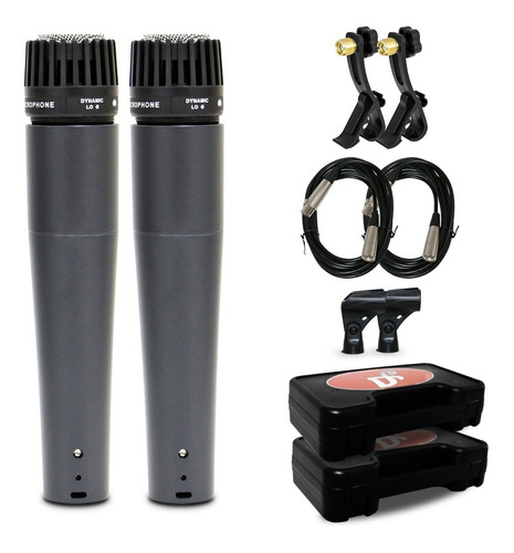 Kit Arcano 2 Microfones Renius-7 Xlr-xlr + 2 Clamps Ar-nop-clamp