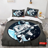 New Juego De Cama Infantil Nasa Astronaut  Cama Doble