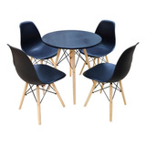 Conjunto Com 4 Cadeiras Mesa Eames Preto