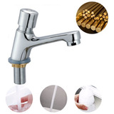 Llave Individual Temporizadora Cromada Para Lavabo Baño Lujo