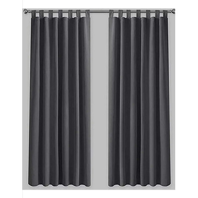 1 Set De Cortina De Trabillas 2.80 Ancho X 2.40 Alto Gris Oscuro