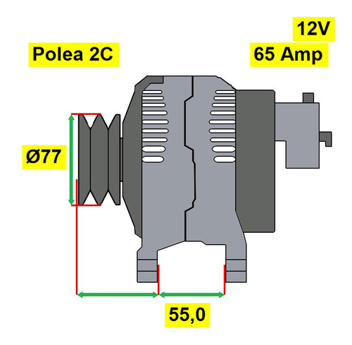 Alternador  Para Hyundai H-1 2.5 D Unipoint C Foto 2