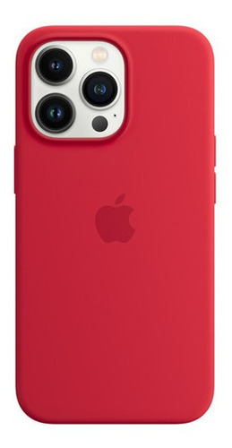 Capa De Silicone Para iPhone 13 Pro Com Magsafe Rojo Liso