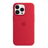 Capa De Silicone Para iPhone 13 Pro Com Magsafe Rojo Liso