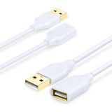 Cable De Extensión Usb Blanco, Paquete De 2 Unidades De 2.0 