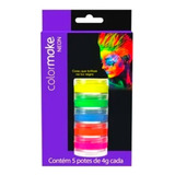 Tinta Facial Make Artistica Neon 5 Cores Brilha Luz Negra  