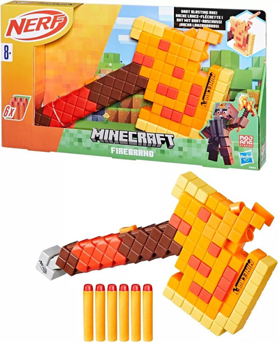 Pistola Lanza Dardos Nerf X Minecraft Firebrand