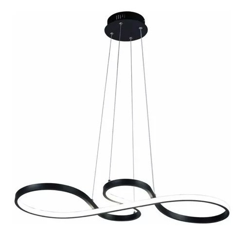 Lustre Pendente Led Smd 52w Design Moderno Luz 3em1 Cor Preto