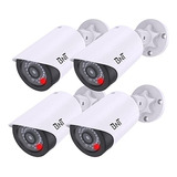 Cámara Falsa De Seguridad Con Luz Led Roja (4 Pack, Blanca)