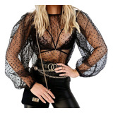 Blusa Transparente Manga Larga 