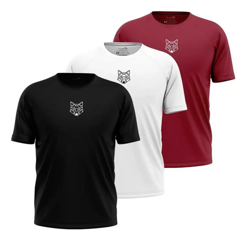 Kit 3 Camisetas Masculina Dry Alpha Lobo Geométrico | Frete grátis