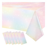 3 Manteles Desechables De Arcoiris Pastel, Mantel De Plastic