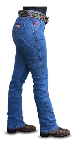 Calça Country Feminina Jeans Carpinteira Cowboy Os Boiadeiro