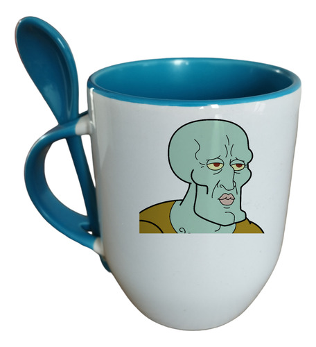 Taza Con Cuchara Calamardo Personalizable