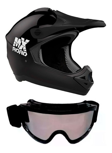 Kit Casco Cross H5 Mx Road + Antiparras Atv Enduro - C