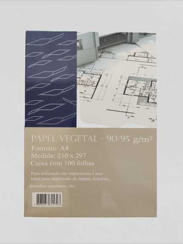 Papel Vegetal A4 90/95gr 210x297 Com 100 Folhas