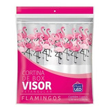 Cortina Box Vinil Com Visor Retangular Flamingos 1,35x2,00m