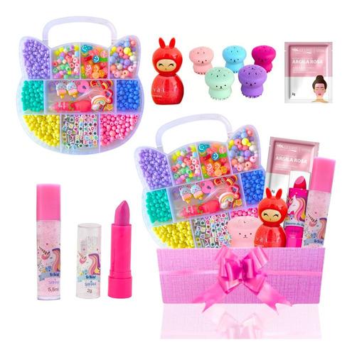 Kit Maquiagem Infantil + Maleta Miçangas Hello Kitty Combo