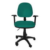 Silla Escritorio Lizza Media Contac Verde Esmeral Con Brazos