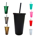 50 Vasos Reusables Tipo Star 16 Oz + 50 Tapas + Popotes