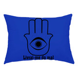 Fronha Azul Royal Travesseiro Personalizada Hamsá Olho Grego