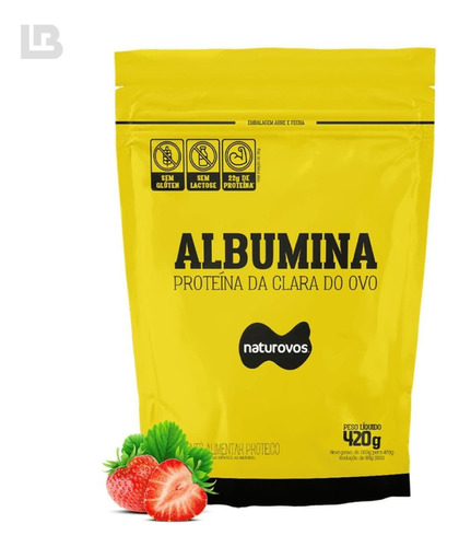 Albumina 420g Naturovos - Morango - Pronto Entrega