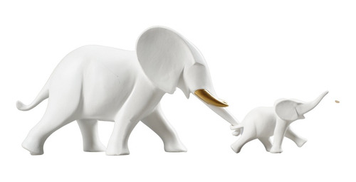 Escultura Moderna Minimalista Elefantes Blanco Decoracion 
